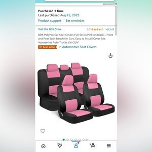 Pink car covers set